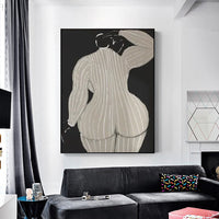 Thumbnail for 60cmx90cm Mid Century Lady Black Frame Canvas Wall Art