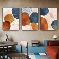 Thumbnail for 50cmx70cm Navy Pink Beige 3 Sets Black Frame Canvas Wall Art