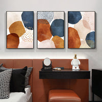 Thumbnail for 50cmx70cm Navy Pink Beige 3 Sets Black Frame Canvas Wall Art