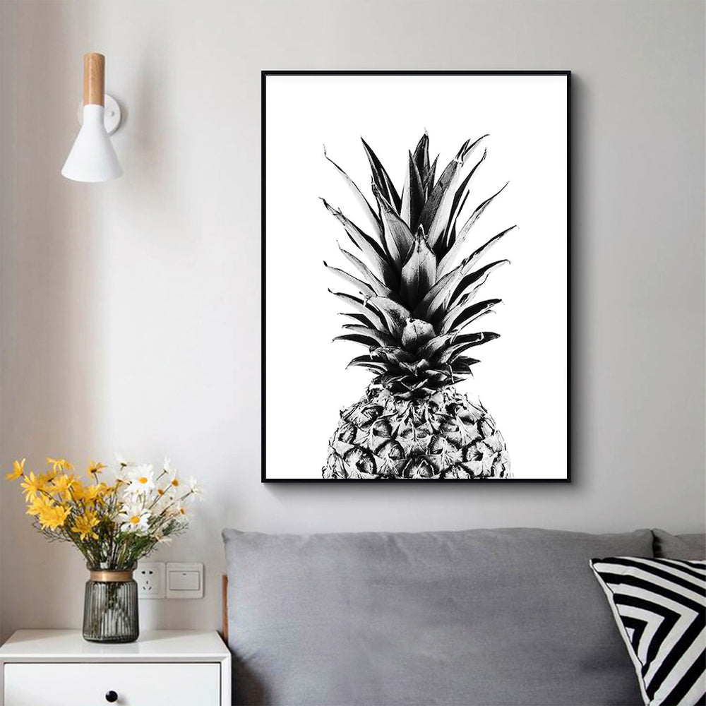 50cmx70cm Pineapple Black Frame Canvas Wall Art