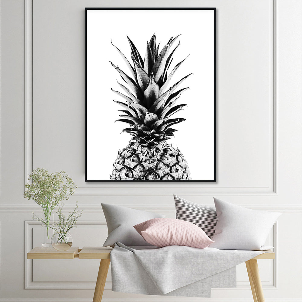 80cmx120cm Pineapple Black Frame Canvas Wall Art