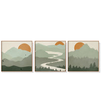 Thumbnail for 50cmx50cm Sage Green Landscapes 3 Sets Wood Frame Canvas Wall Art