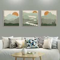 Thumbnail for 50cmx50cm Sage Green Landscapes 3 Sets Wood Frame Canvas Wall Art