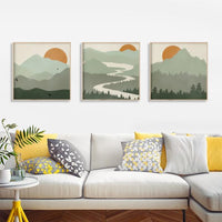 Thumbnail for 50cmx50cm Sage Green Landscapes 3 Sets Wood Frame Canvas Wall Art