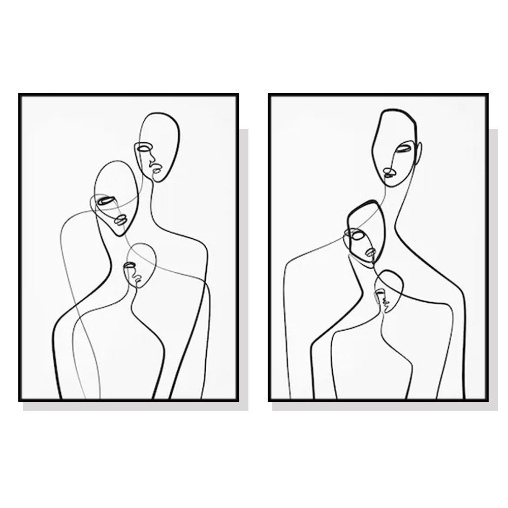 50cmx70cm Abstract Figures 2 Sets Black Frame Canvas Wall Art