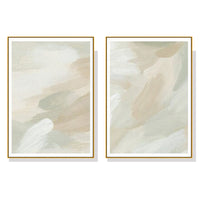 Thumbnail for 50cmx70cm Beige and Sage Green 2 Sets Gold Frame Canvas Wall Art