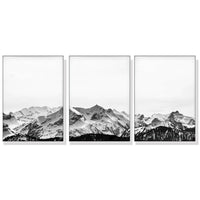 Thumbnail for 40cmx60cm Black White Mountain 3 Sets White Frame Canvas Wall Art