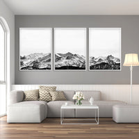 Thumbnail for 40cmx60cm Black White Mountain 3 Sets White Frame Canvas Wall Art