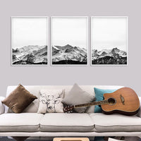 Thumbnail for 40cmx60cm Black White Mountain 3 Sets White Frame Canvas Wall Art