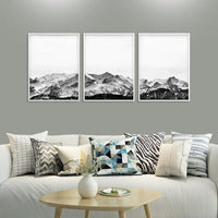 Thumbnail for 40cmx60cm Black White Mountain 3 Sets White Frame Canvas Wall Art