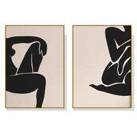 Thumbnail for 50cmx70cm Female Figure 2 Sets Gold Frame Canvas Wall Art