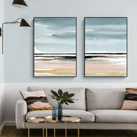 Thumbnail for 50cmx70cm Pink Beach Landscape 2 Sets Black Frame Canvas Wall Art