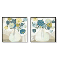 Thumbnail for 50cmx50cm Blue Bouquet 2 Sets Black Frame Canvas Wall Art