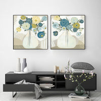 Thumbnail for 50cmx50cm Blue Bouquet 2 Sets Black Frame Canvas Wall Art