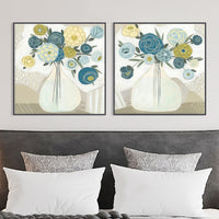 Thumbnail for 50cmx50cm Blue Bouquet 2 Sets Black Frame Canvas Wall Art