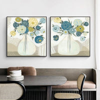 Thumbnail for 50cmx50cm Blue Bouquet 2 Sets Black Frame Canvas Wall Art