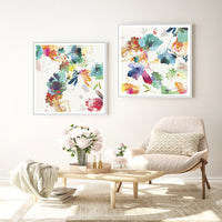 Thumbnail for 50cmx50cm Glitchy Floral 2 Sets White Frame Canvas Wall Art