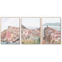 Thumbnail for 50cmx70cm Italy Cinque Terre 3 Sets Wood Frame Canvas Wall Art