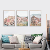 Thumbnail for 50cmx70cm Italy Cinque Terre 3 Sets Wood Frame Canvas Wall Art