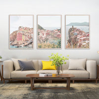 Thumbnail for 50cmx70cm Italy Cinque Terre 3 Sets Wood Frame Canvas Wall Art