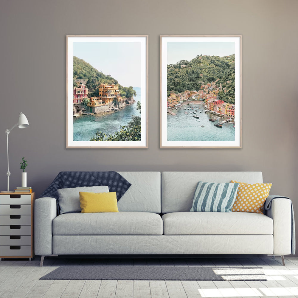 60cmx90cm Italy Coast 2 Sets Wood Frame Canvas Wall Art