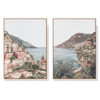 Thumbnail for 60cmx90cm Italy Positano 2 Sets Wood Frame Canvas Wall Art