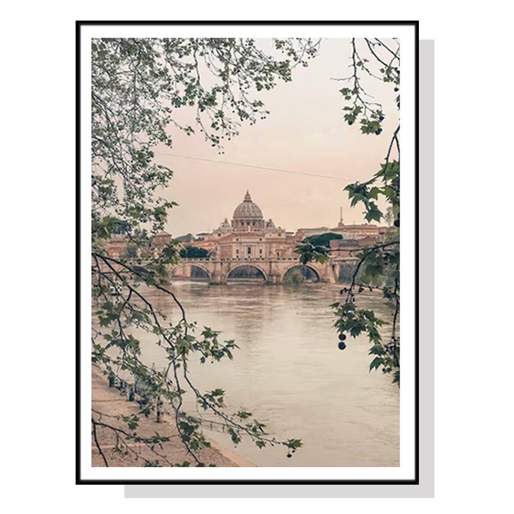 70cmx100cm Rome City Black Frame Canvas Wall Art