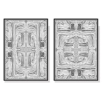 Thumbnail for 50cmx70cm Black White Pattern 2 Sets Black Frame Canvas Wall Art