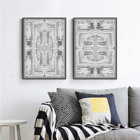 Thumbnail for 50cmx70cm Black White Pattern 2 Sets Black Frame Canvas Wall Art