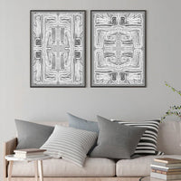 Thumbnail for 50cmx70cm Black White Pattern 2 Sets Black Frame Canvas Wall Art