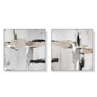 Thumbnail for 50cmx50cm Neutral Abstract 2 Sets White Frame Canvas Wall Art