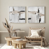 Thumbnail for 50cmx50cm Neutral Abstract 2 Sets White Frame Canvas Wall Art