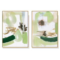 Thumbnail for 50cmx70cm Abstract Green Mint 2 Sets Gold Frame Canvas Wall Art