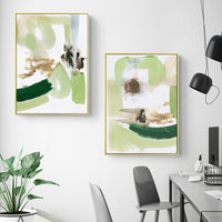 Thumbnail for 50cmx70cm Abstract Green Mint 2 Sets Gold Frame Canvas Wall Art