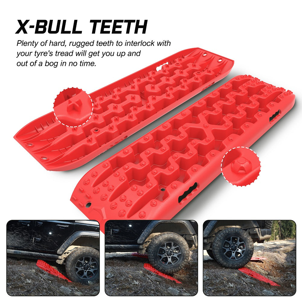 X-BULL Recovery tracks Boards 2 Pairs Sand Mud Snow 4WD Gen3.0 With Reindeer Car Antlers