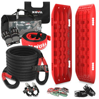 Thumbnail for X-BULL Recovery Kit Kinetic Recovery Rope With 2PCS Recovery Tracks Gen2.0 Red