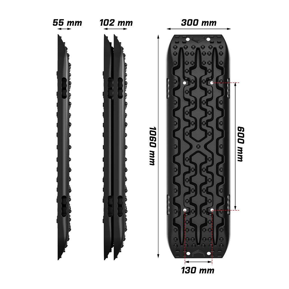 X-BULL 2PCS Recovery Tracks Boards Snow Tracks Mud tracks 4WD With 4PC mounting bolts Black