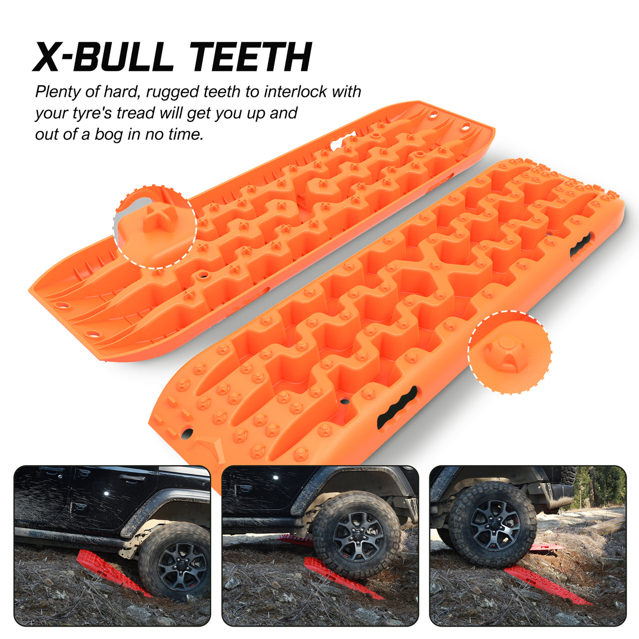 X-BULL Recovery tracks Boards 10T 2 Pairs Sand Mud Snow With Mounting Bolts pins Orange