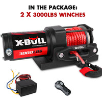 Thumbnail for X-BULL 12V Electric Winch Boat 3000LBS Synthetic Rope Wireless Remote ATV 4WD 2 Units