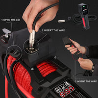 Thumbnail for X-BULL 14500LBS Electric Winch 12V synthetic rope with 4PCS Recovery Tracks Gen3.0 Red