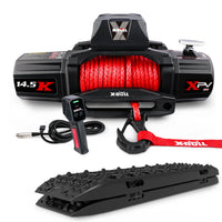 Thumbnail for X-BULL 14500LBS Electric Winch 12V synthetic rope with Recovery Tracks Gen3.0 Black