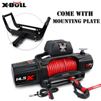 Thumbnail for X-BULL 12V Electric Winch 14500LBS synthetic rope with winch mounting plate