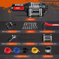 Thumbnail for X-BULL 12V Electric Winch 4500LB Winch Boat Trailer Steel Cable With 5.5MX13M Synthetic Rope Orange