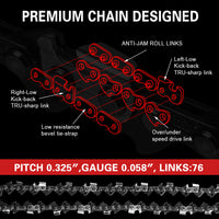 Thumbnail for X-BULL 20'' Chainsaw Bar and Chain 0 .325 Pitch Gauge 76 Link Universal