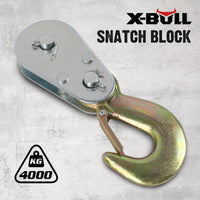 Thumbnail for X-BULL 4Ton Snatch Block Pulley Hook Wire Rope Hoist For 4WD ATV UTV Off Road