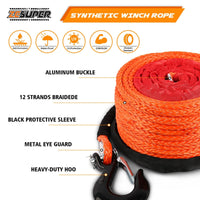 Thumbnail for ZESUPER Winch Rope 9.5MM X 30M Dyneema SK75 Hook Synthetic Car Tow Recovery Cable Hook