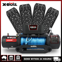 Thumbnail for X-BULL 12V Electric Winch 12000LBS synthetic rope with 4PCS Recovery Tracks Gen3.0 Black