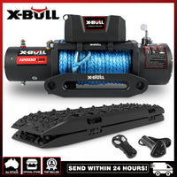 Thumbnail for X-BULL 12000LB Electric Winch 12V synthetic rope 4WD with Recovery Tracks Gen3.0 Black