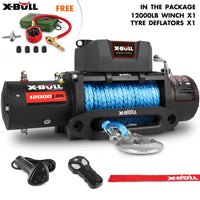 Thumbnail for X-BULL 12V Electric Winch 12000LBS synthetic rope 4wd Jeep with Tire Deflator