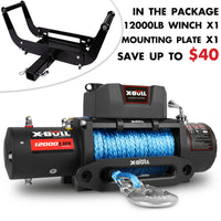 Thumbnail for X-BULL 4x4 Electric Winch 12V 12000LBS synthetic rope 4WD Car with winch mounting plate